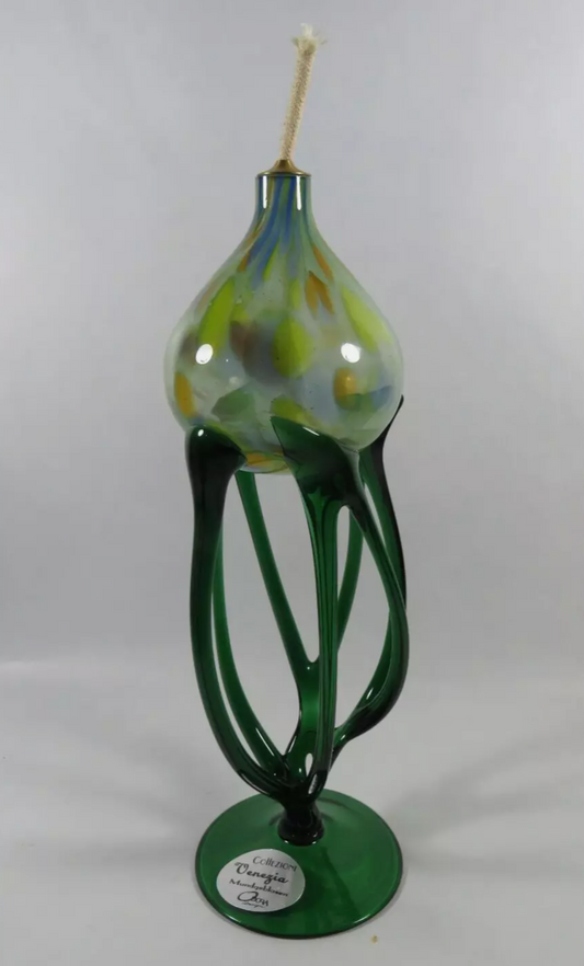 Elegant Hand-Blown Glass Oil Lamp