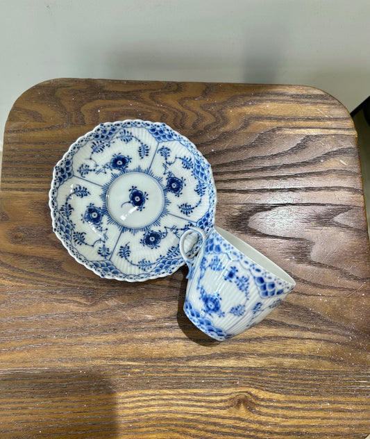 Royal Copenhagen Full Lace Hand-Painted Coffee Cup – Danish Porcelain Elegance