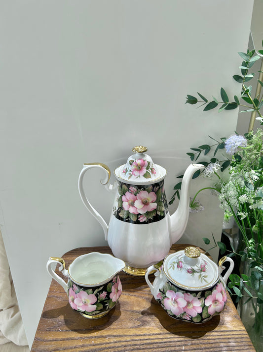 Royal Albert Provincial Flowers Bone China Coffee Set – Fine English Porcelain with Floral Charm