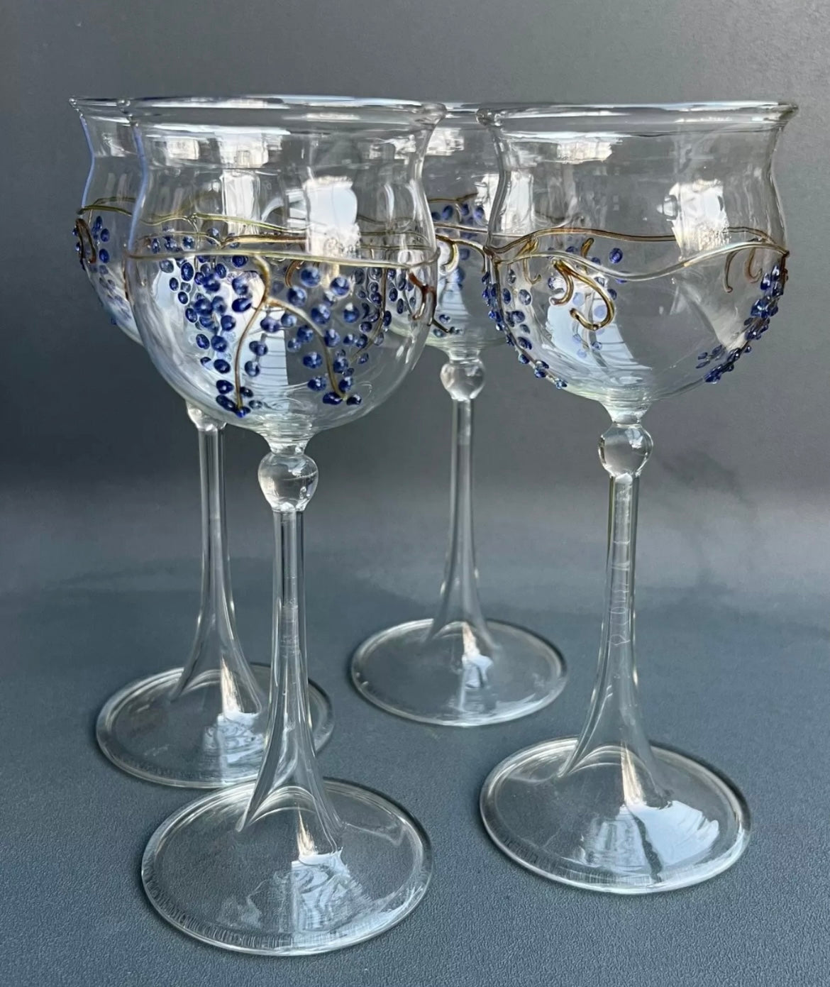 Studio Art Glass Goblet with Signature Engraving