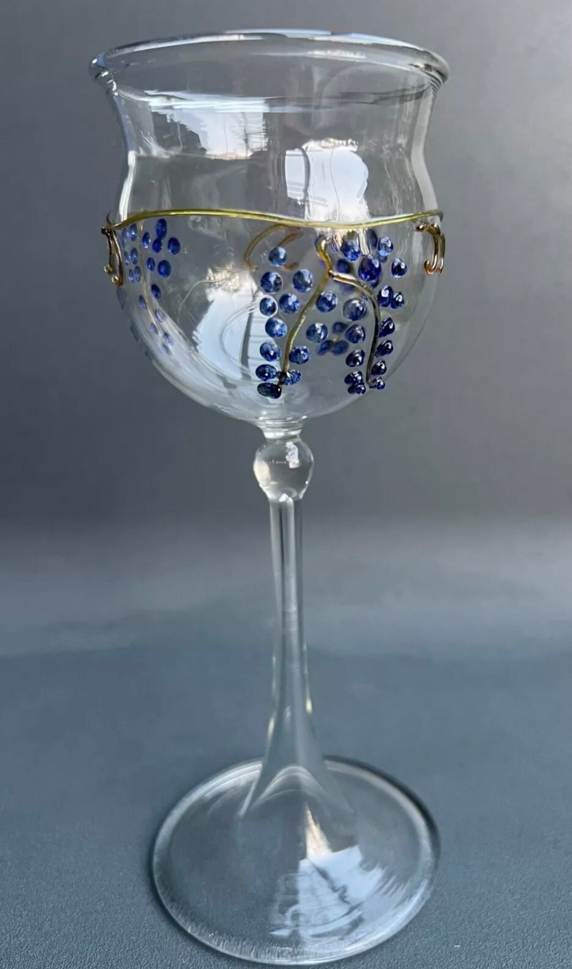 Studio Art Glass Goblet with Signature Engraving