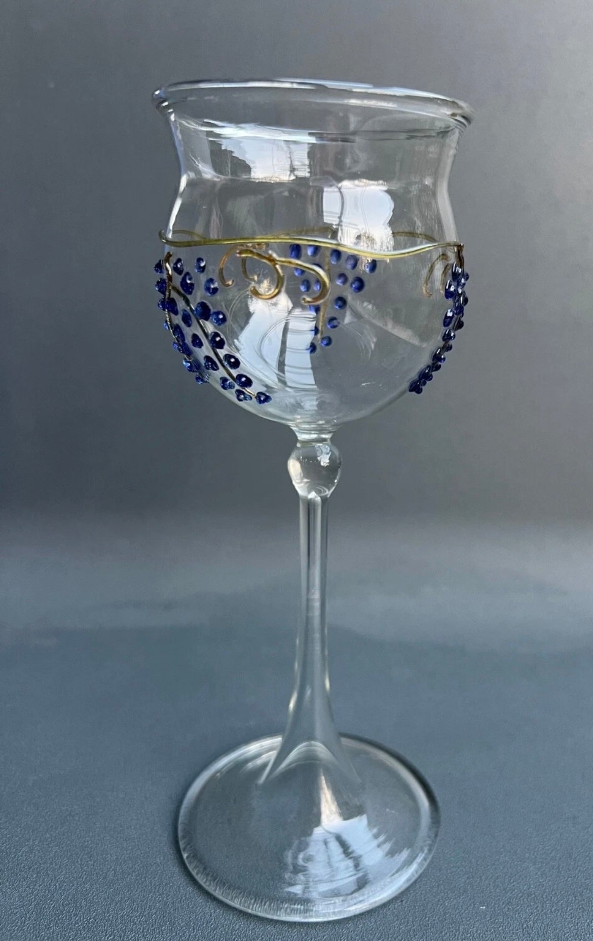 Studio Art Glass Goblet with Signature Engraving