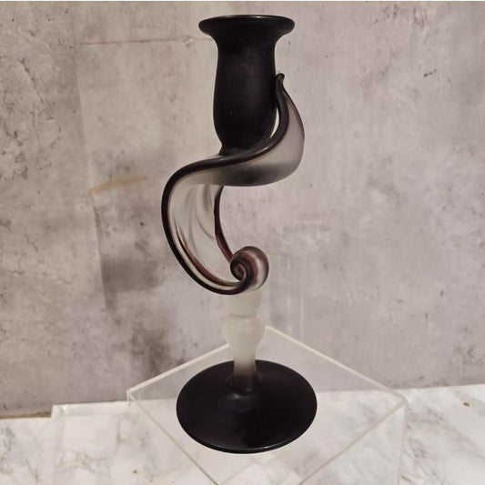 Jack In The Pulpit Candle Holder – Satin Glass, Dark Purple, Handmade