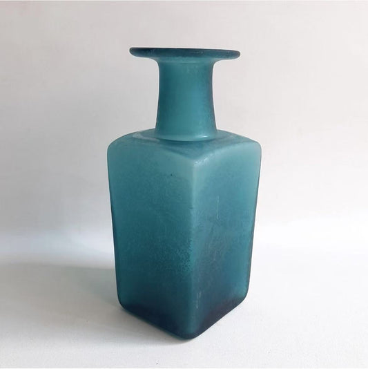 Green Scavo Glass Square Vase — Signed by the Artist