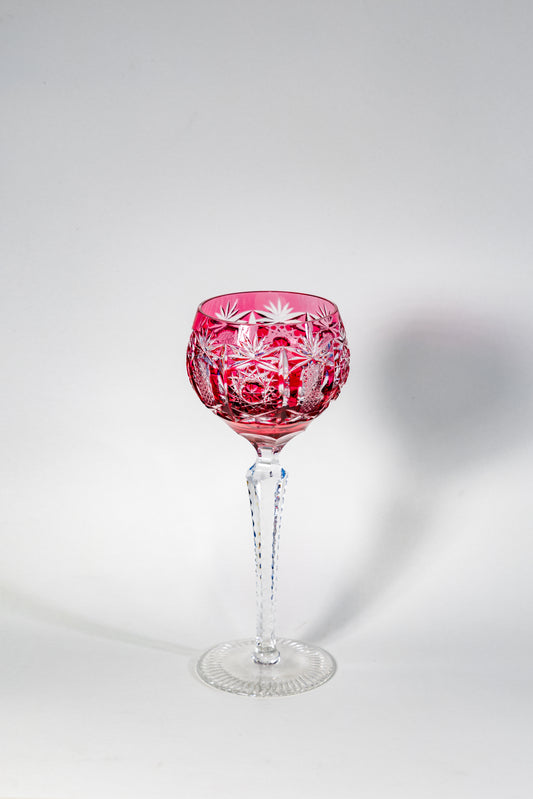 Cranberry Cut Crystal Wine Goblet – Germany