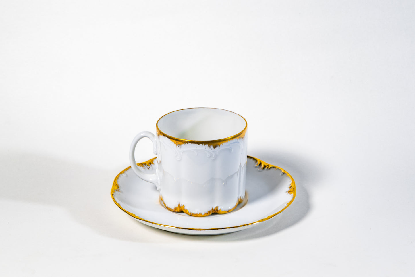 Limoges Coffee Cup & Saucer — Gilded Rim
