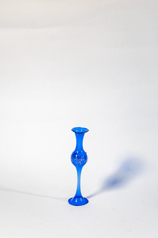 “Azure Echo” Hand-Blown Art Glass Bud Mini Vas