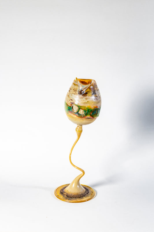 “Desert Mirage” Studio Art Glass Vase on Sculptural Stem