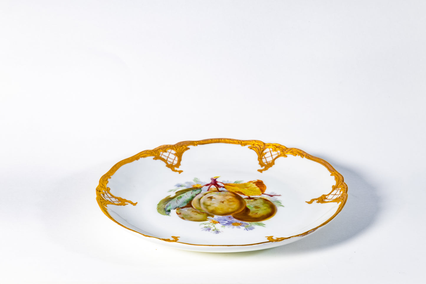 “Golden Orchard” Hand-Painted Porcelain Dessert Plate