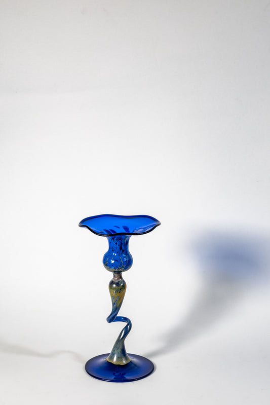 Cobalt Wave – Germany Handblown Art Glass Candle holder
