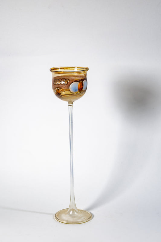 Amber Orbit Chalice — Handblown Murano-Style Glass Candle Holder