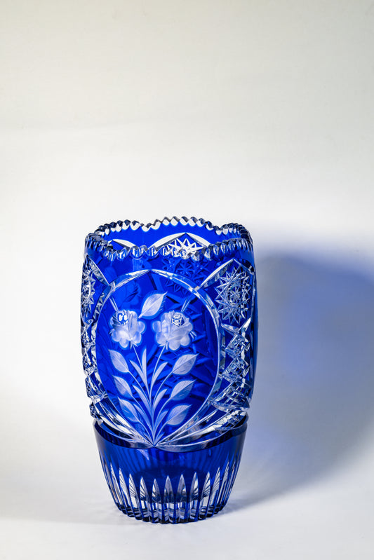 German Cobalt Cut Crystal Vase