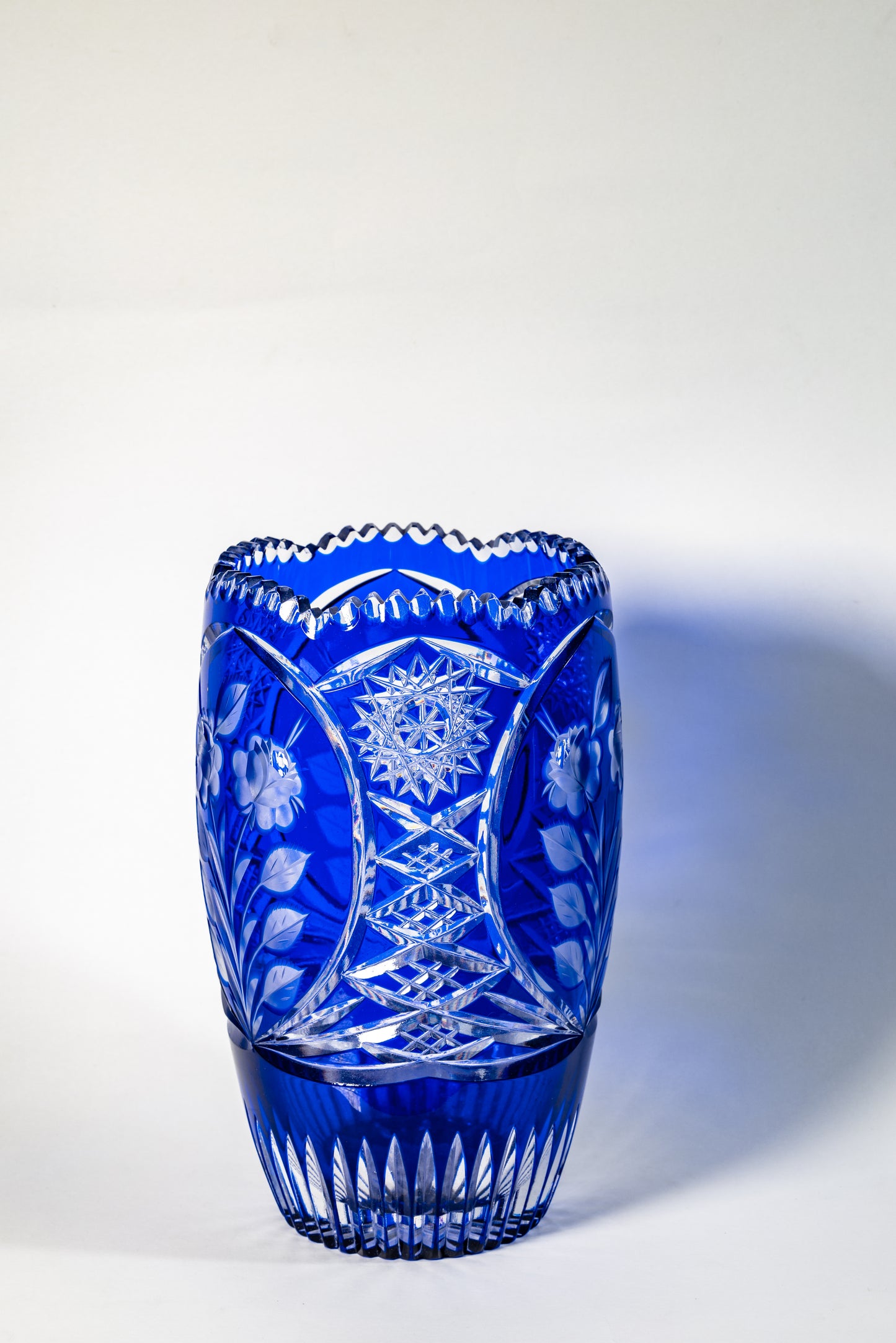 German Cobalt Cut Crystal Vase