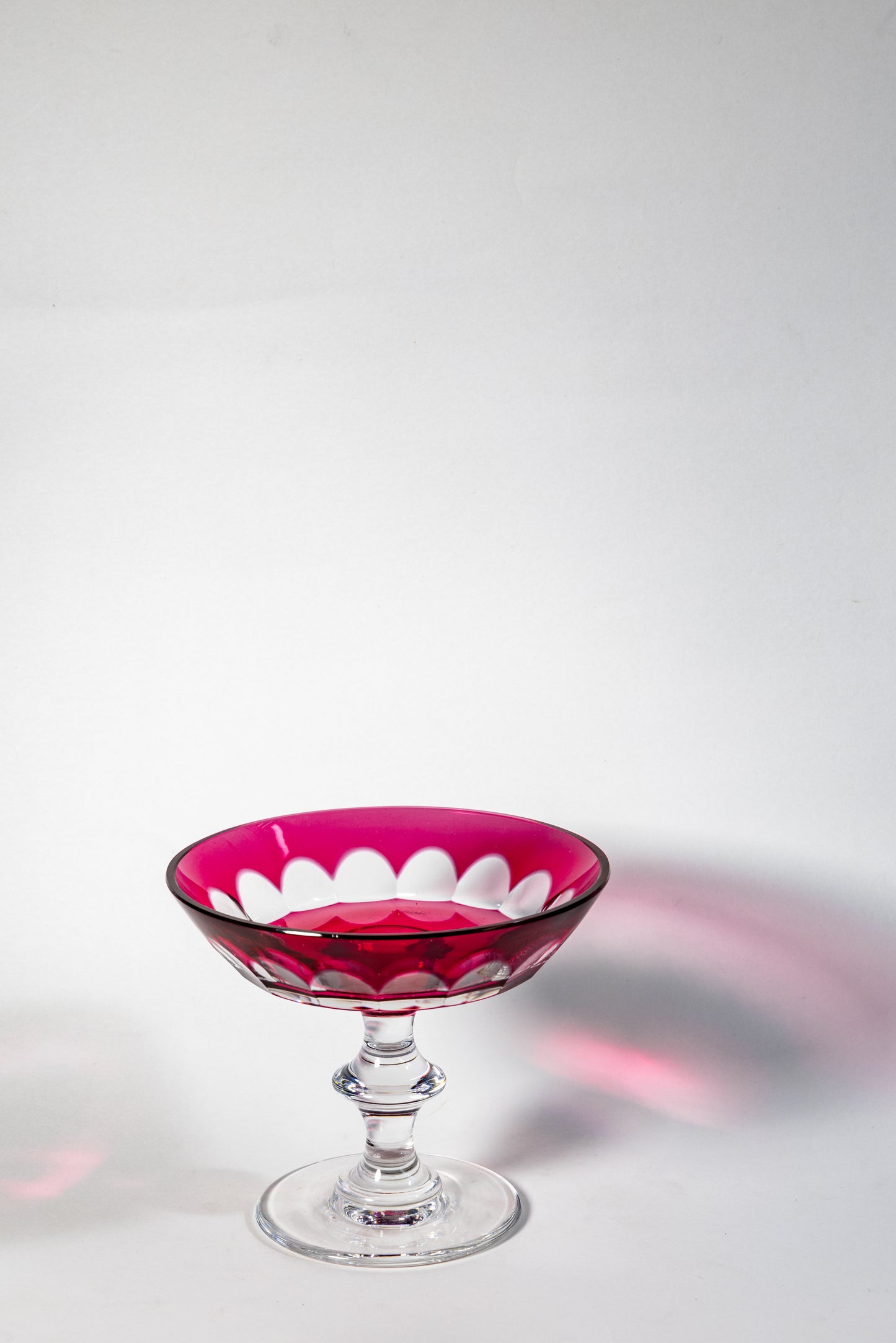 Val Saint Lambert Cranberry Cut Crystal Bowl – Timeless Weight and Clarity