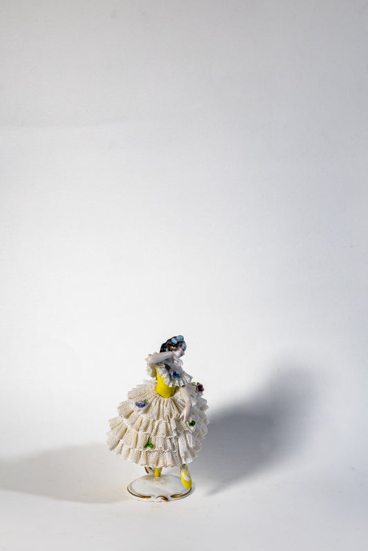 Ballerina in Yellow Bodice—porcelain lace figurine
