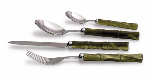 Elegant Bamboo-Handle Cutlery Set – Knife, Fork & Spoon Trio
