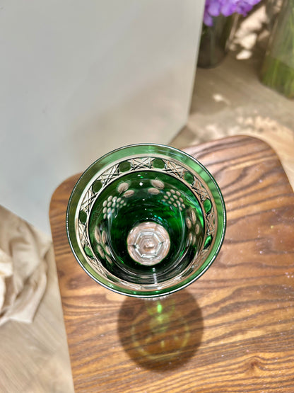 Meissen Green Cut Crystal Wine Goblet – Rare Handcrafted Elegance