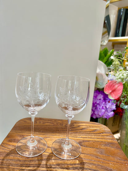 Meissen Translucent Cut Crystal Wine Goblet – Rose Motif Elegance