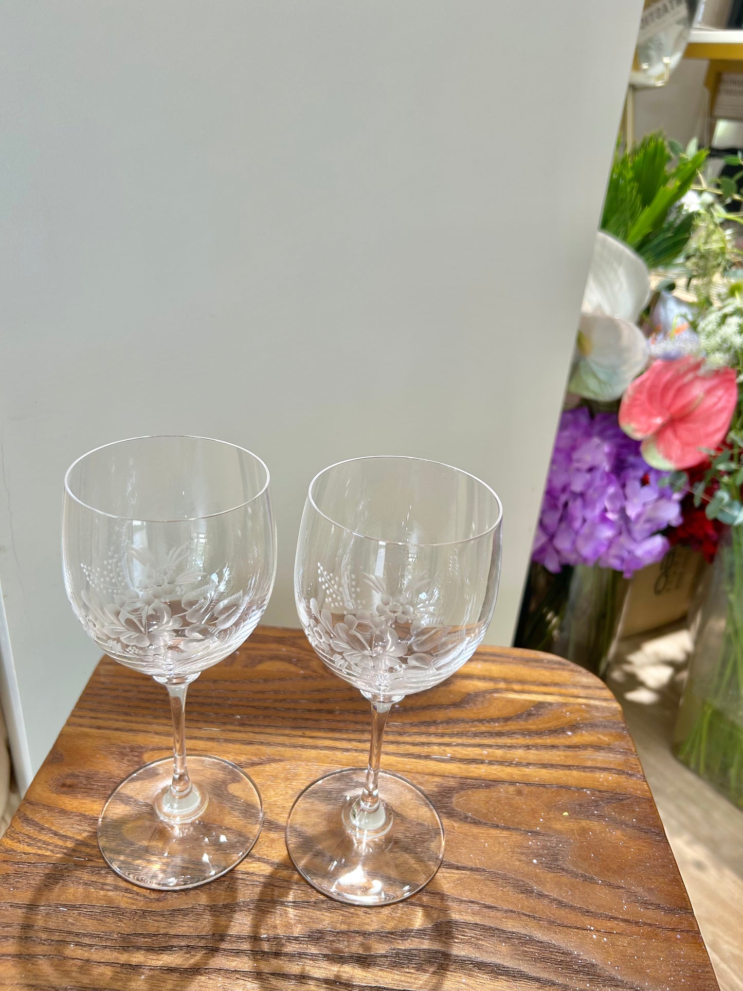 Meissen Translucent Cut Crystal Wine Goblet – Rose Motif Elegance