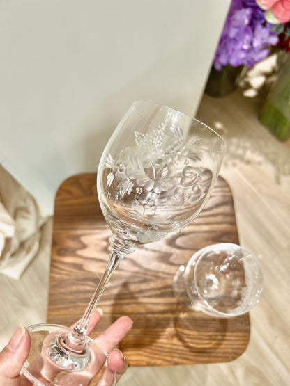 Meissen Translucent Cut Crystal Wine Goblet – Rose Motif Elegance