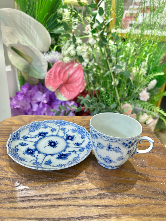 Royal Copenhagen Full Lace Hand-Painted Coffee Cup – Danish Porcelain Elegance
