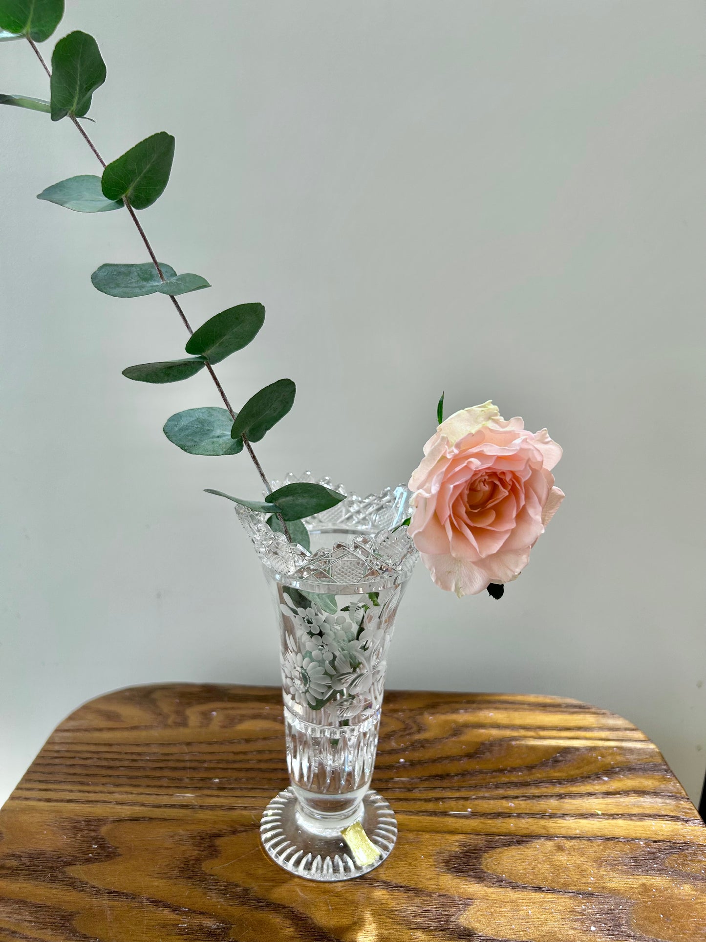 Meissen Hand-Cut Crystal Vase – Classic Rose Motif with Original Label
