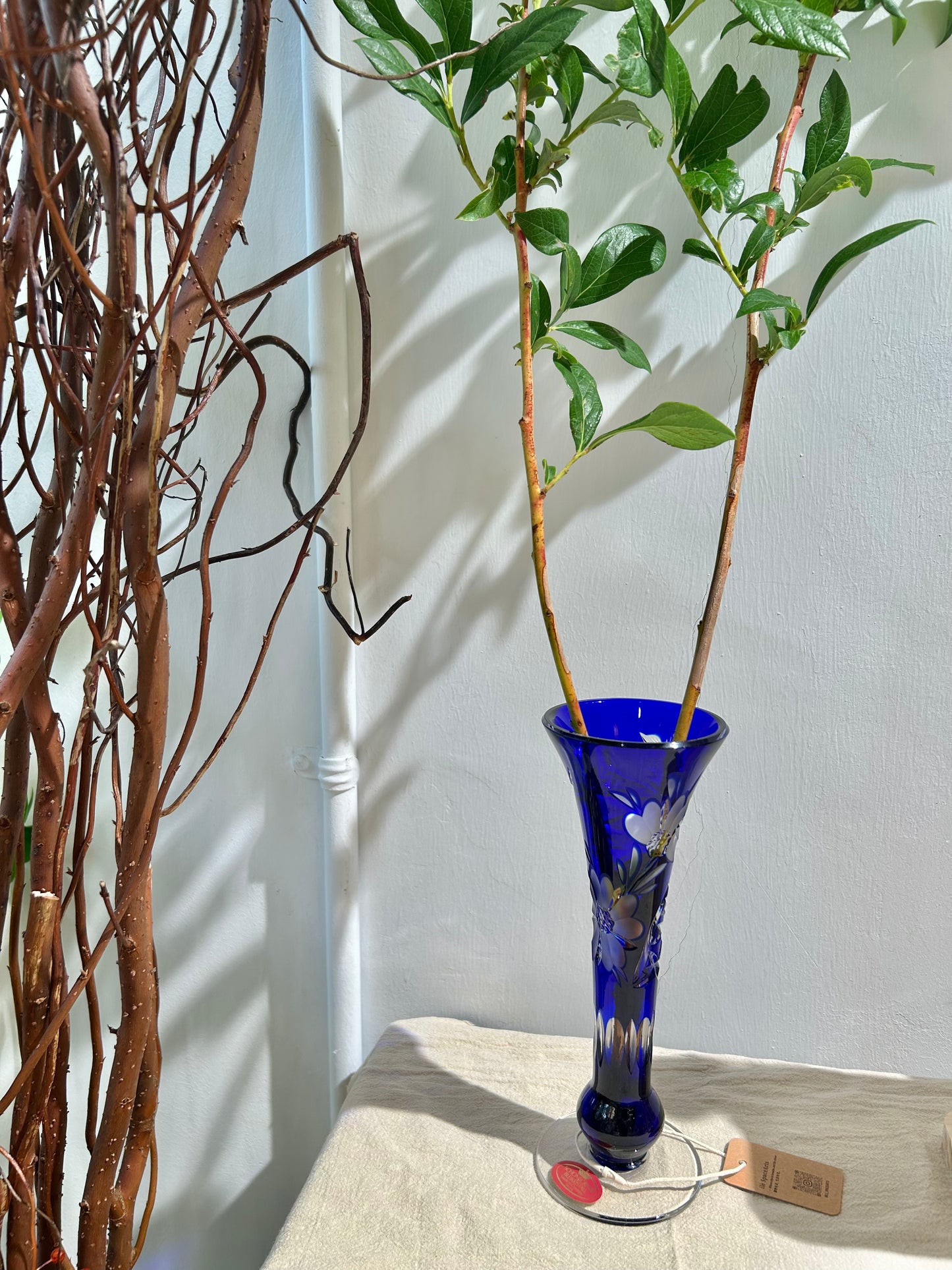 Schönborner Blue Cut Crystal Vase – German Elegance in Deep Sapphire