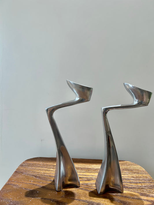 Matthew Hilton “Swan” Candle Holder – Sculptural Elegance in Solid Metal, Modern British design with organic fluidity