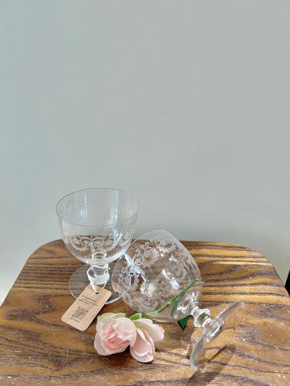 Set of 2 Vintage signed Baccarat Crystal Martini Glasses – Art Deco Elegance from 1930s France