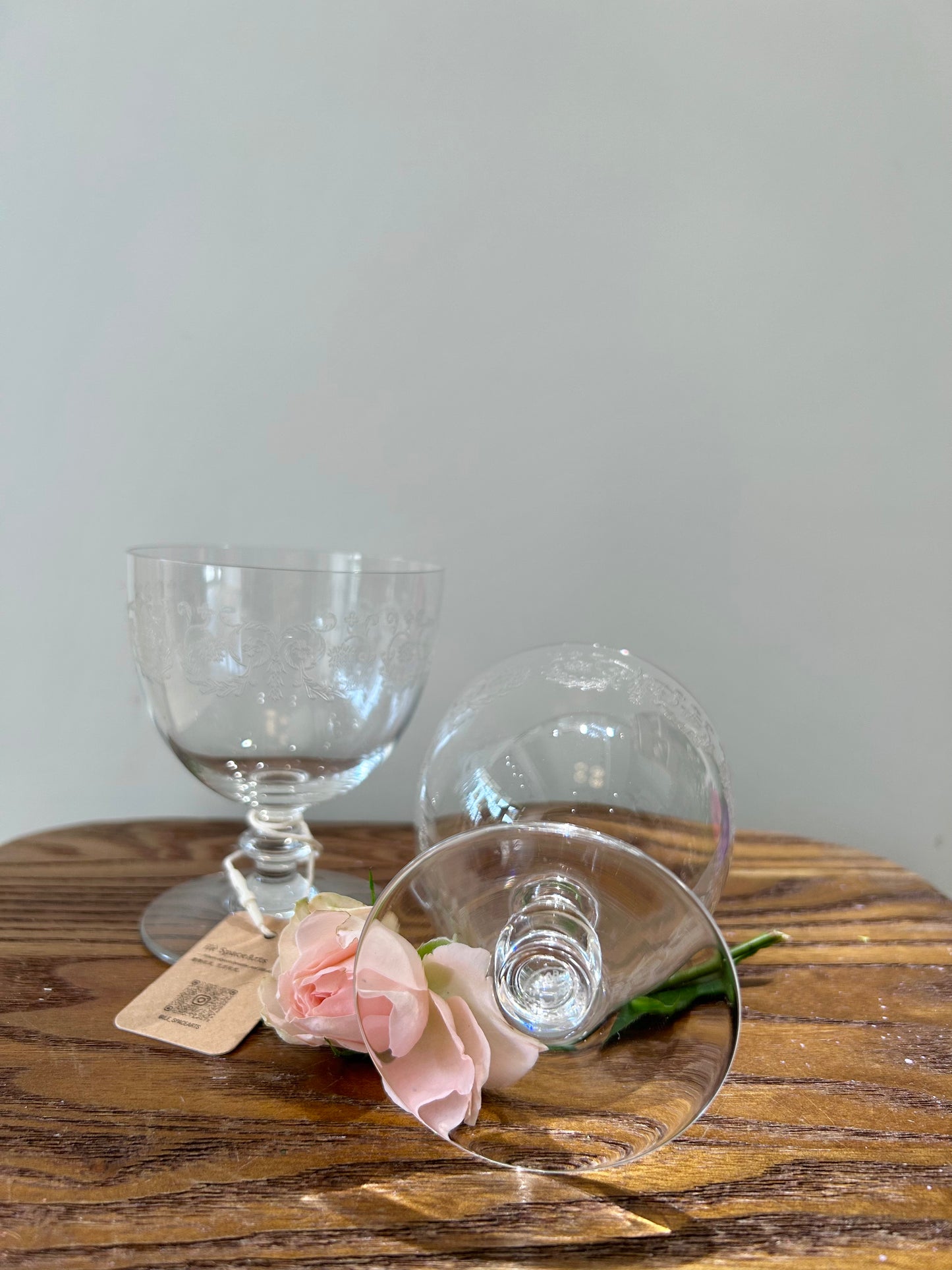 Set of 2 Vintage signed Baccarat Crystal Martini Glasses – Art Deco Elegance from 1930s France