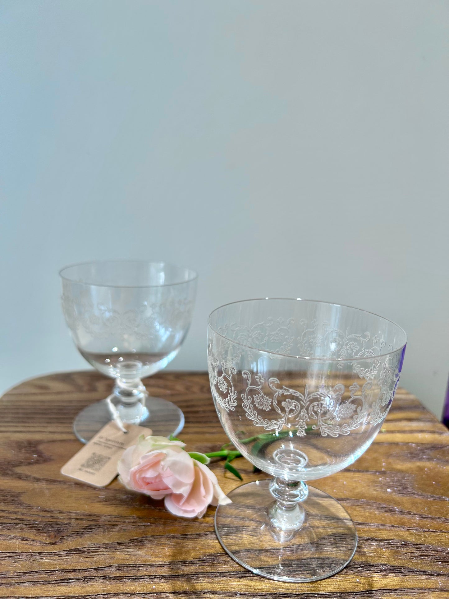 Set of 2 Vintage signed Baccarat Crystal Martini Glasses – Art Deco Elegance from 1930s France