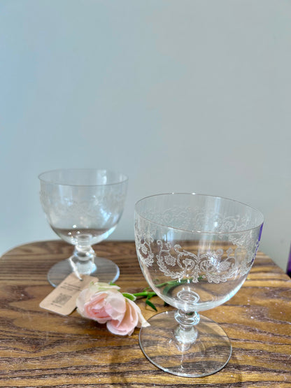 Set of 2 Vintage signed Baccarat Crystal Martini Glasses – Art Deco Elegance from 1930s France