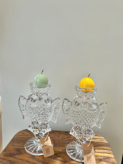 Handcrafted Crystal Owl Candle Holder – Sculptural, Brilliant, and Distinctive