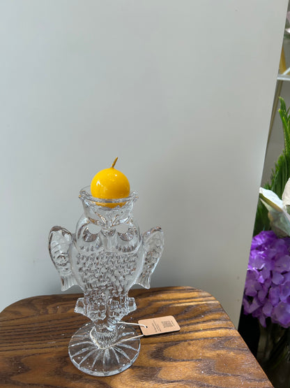 Handcrafted Crystal Owl Candle Holder – Sculptural, Brilliant, and Distinctive