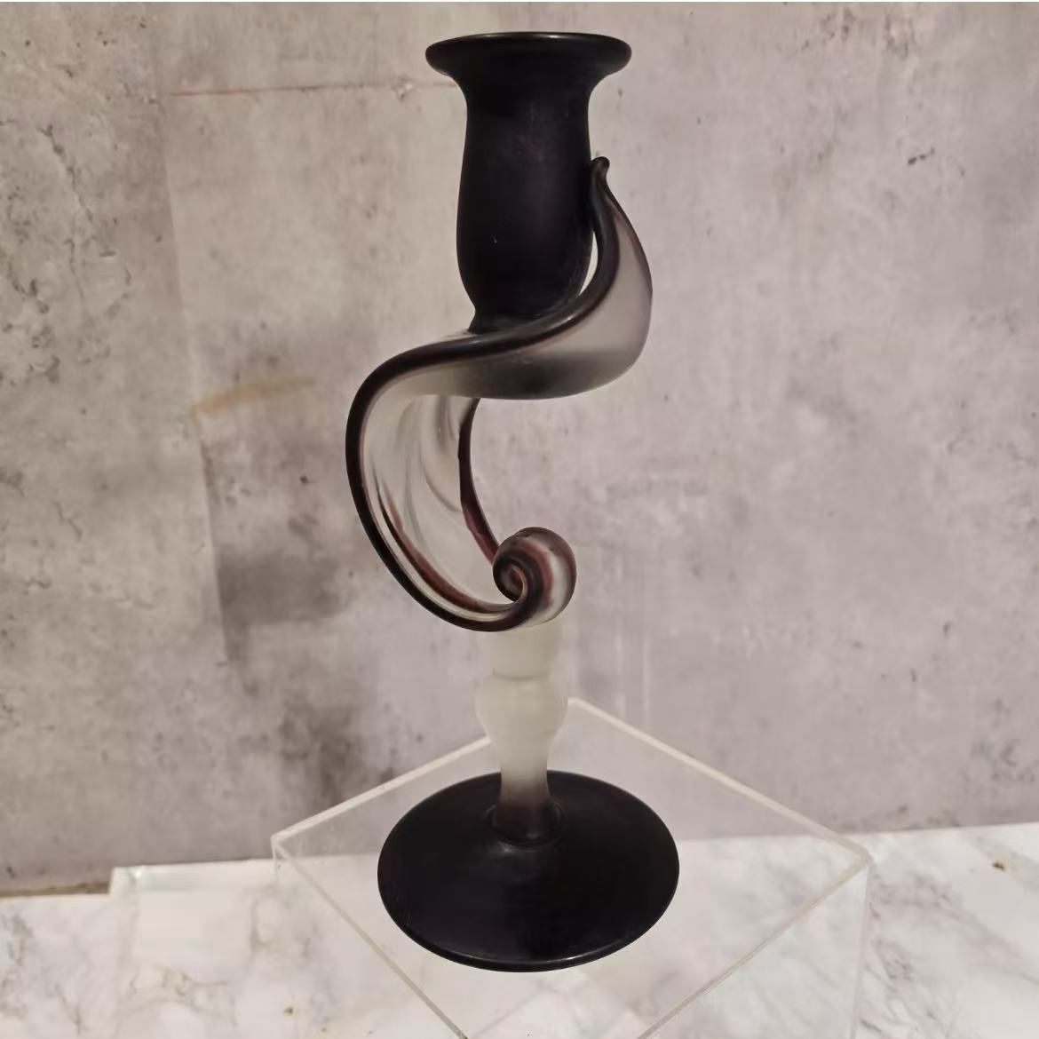 Jack In The Pulpit Candle Holder – Satin Glass, Dark Purple, Handmade