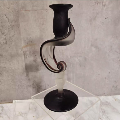 Jack In The Pulpit Candle Holder – Satin Glass, Dark Purple, Handmade