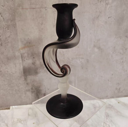 Jack In The Pulpit Candle Holder – Satin Glass, Dark Purple, Handmade