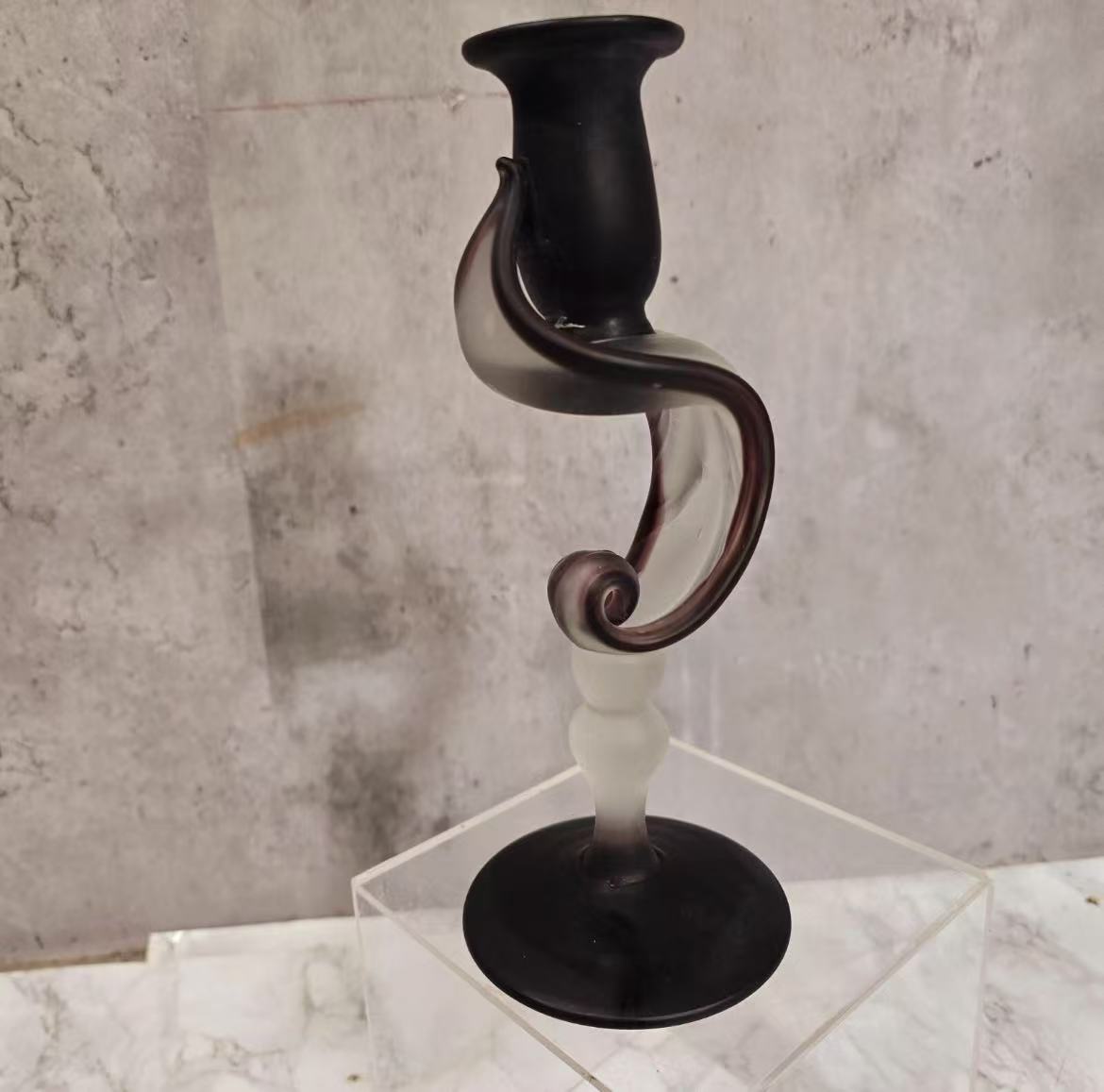 Jack In The Pulpit Candle Holder – Satin Glass, Dark Purple, Handmade