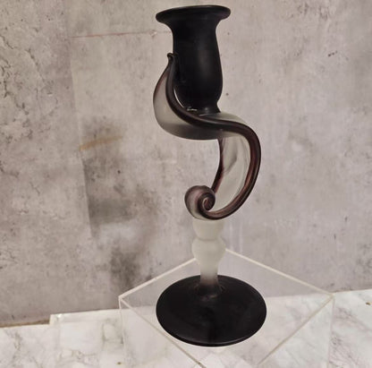 Jack In The Pulpit Candle Holder – Satin Glass, Dark Purple, Handmade