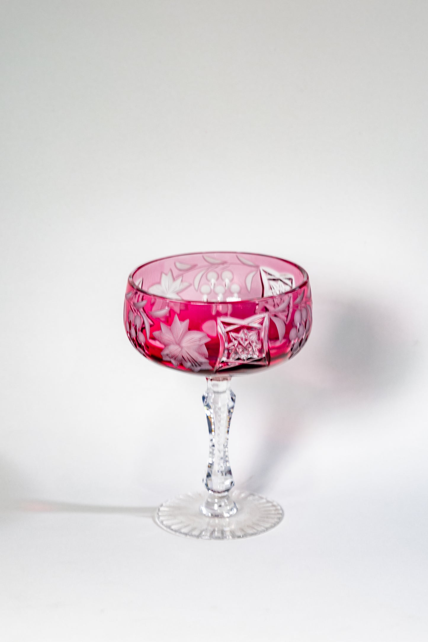 Nachtmann Ruby Red Overlay Crystal Coupe – Grape Cut Series