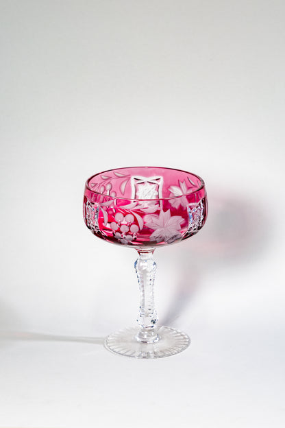 Nachtmann Ruby Red Overlay Crystal Coupe – Grape Cut Series