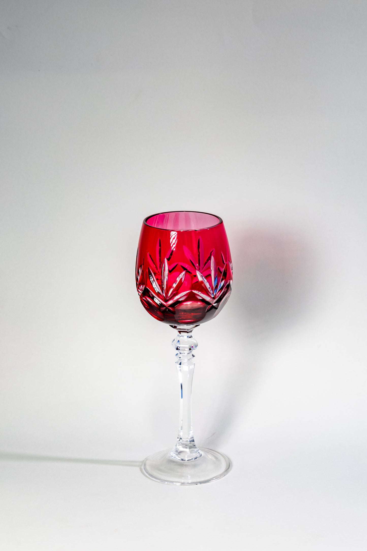 Ruby Cut Crystal Wine Goblet