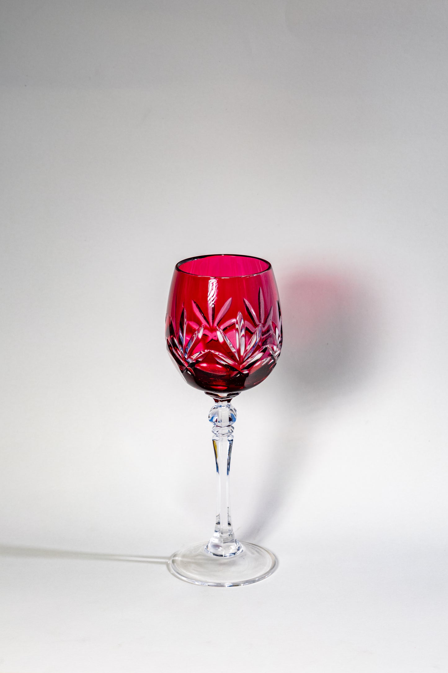 Ruby Cut Crystal Wine Goblet