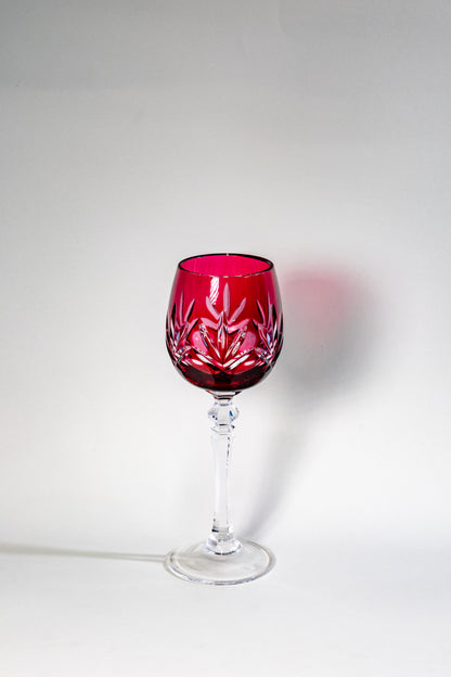 Ruby Cut Crystal Wine Goblet