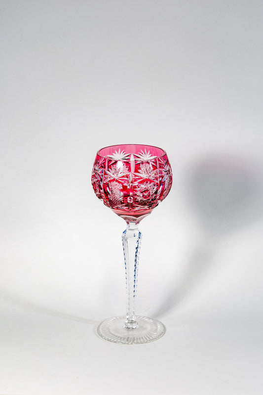 Cranberry Cut Crystal Wine Goblet – Germany