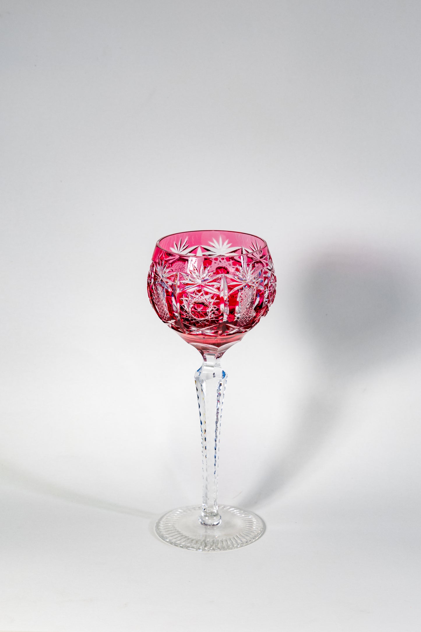 Cranberry Cut Crystal Wine Goblet – Germany