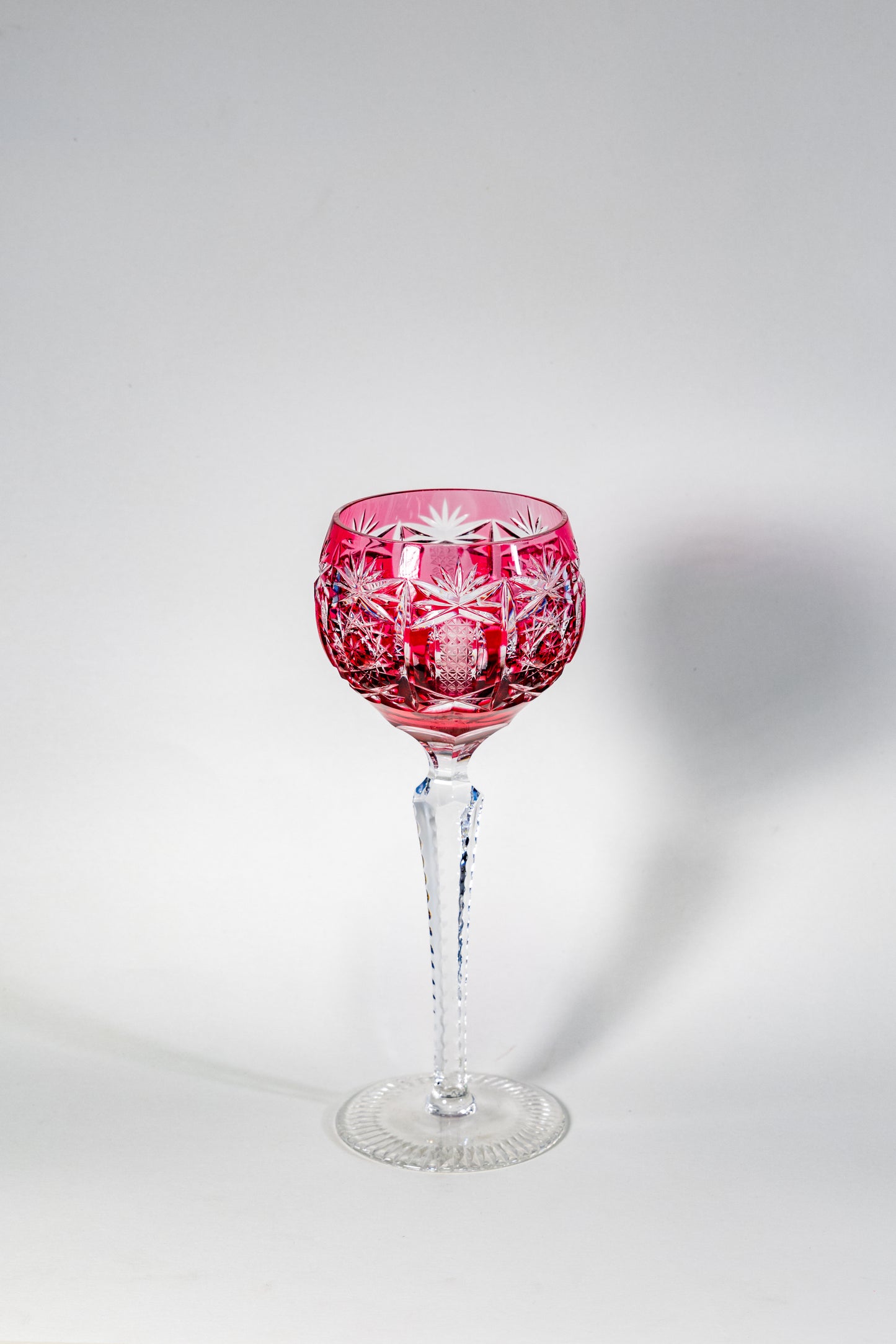 Cranberry Cut Crystal Wine Goblet – Germany