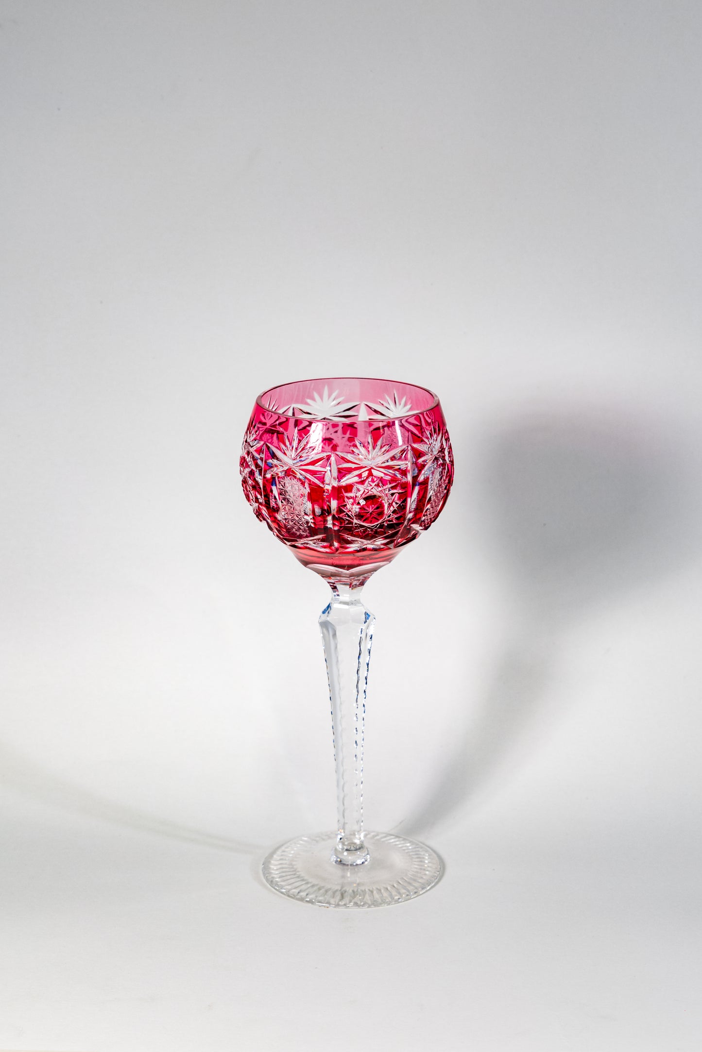 Cranberry Cut Crystal Wine Goblet – Germany
