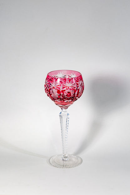 Cranberry Cut Crystal Wine Goblet – Germany