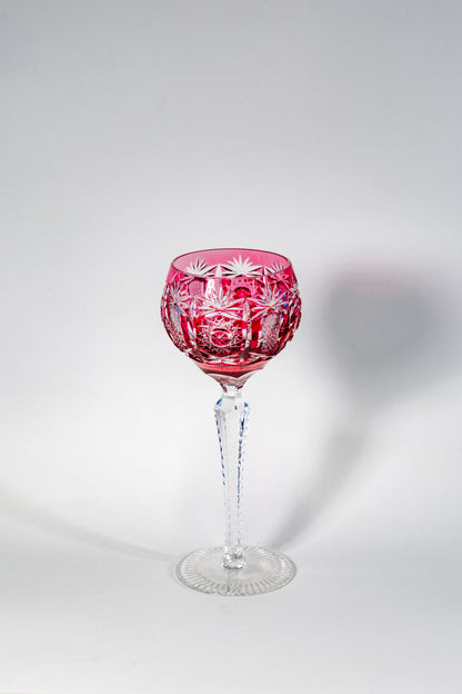 Cranberry Cut Crystal Wine Goblet – Germany